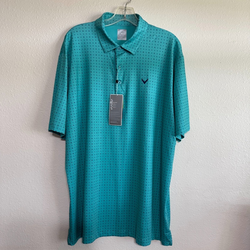 Callaway Polo Shirt Men's Large‎ Green Short Sleeve Golf Opti-Dri Performance